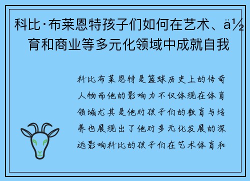 科比·布莱恩特孩子们如何在艺术、体育和商业等多元化领域中成就自我
